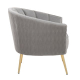 Tania - Pleated Waves Contemporary/Glam Accent Chair - Gold Steel And Silver Velvet