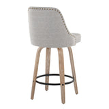 Studded - Marcel Fixed-Height Barstool (Set of 2) - Whitewashed Wood