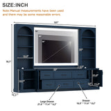 Arched Entertainment Center Wall Unit With 6 Drawers, Large TV Stand With Bookshelves