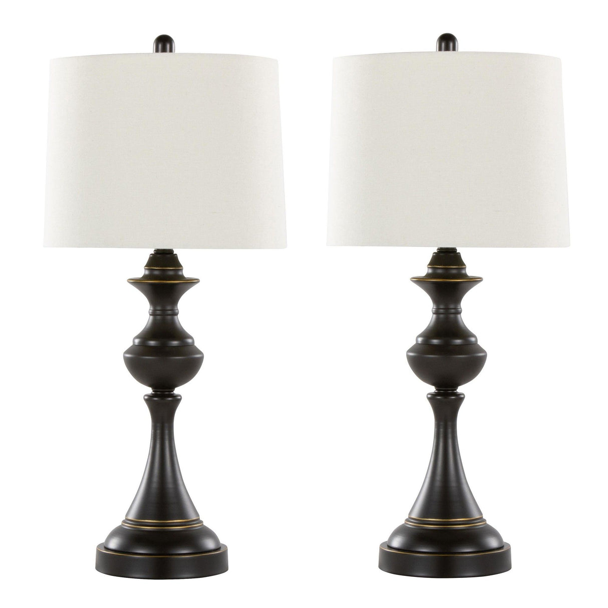 Montgomery - Contemporary Metal Table Lamp (Set of 2) - Oil Rubbed Bronze With Off-White Linen Shade From Grandview Gallery