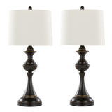 Montgomery - Contemporary Metal Table Lamp (Set of 2) - Oil Rubbed Bronze With Off-White Linen Shade From Grandview Gallery