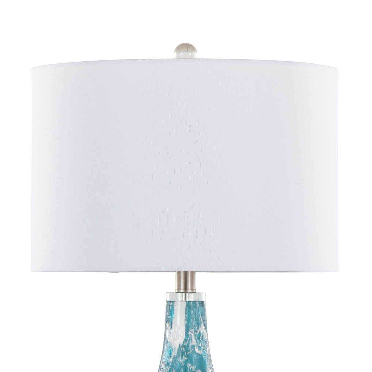 Rocca - 29" Table Lamp (Set of 2) - Sapphire Blue And White Glass, Brushed Nickel, Clear Crystal, And White Linen Shade