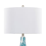 Rocca - 29" Table Lamp (Set of 2) - Sapphire Blue And White Glass, Brushed Nickel, Clear Crystal, And White Linen Shade