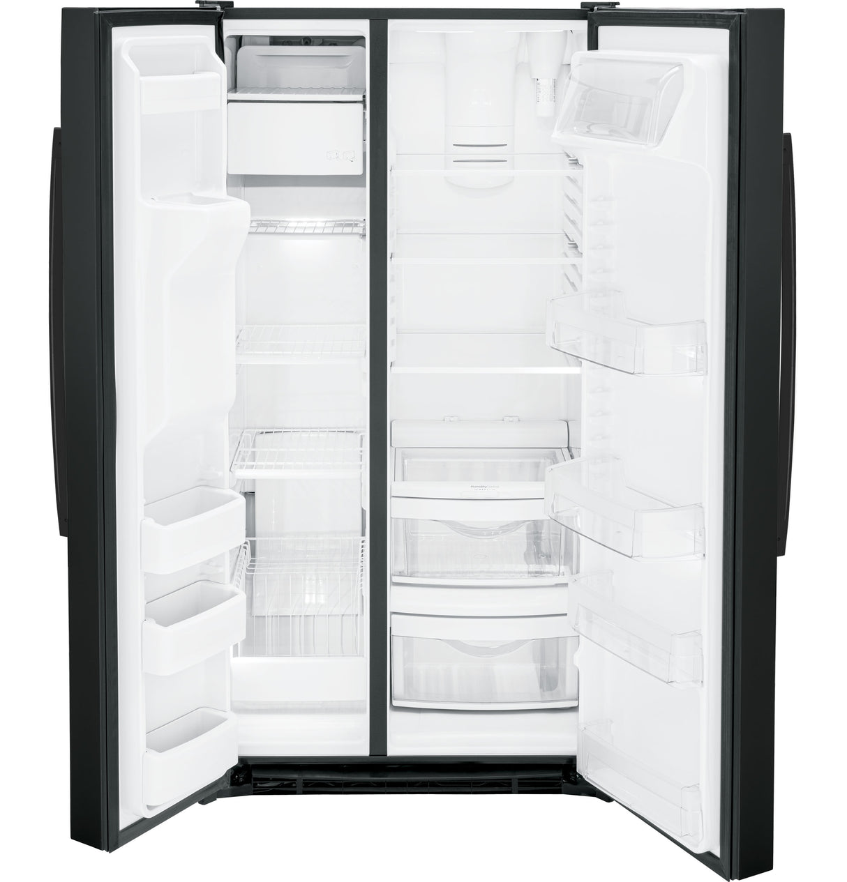GE GSE25GGPBB - 36 in. 25.3 cu. ft. Energy Star Side-by-Side Refrigerator with External Ice & Water Dispenser - Black