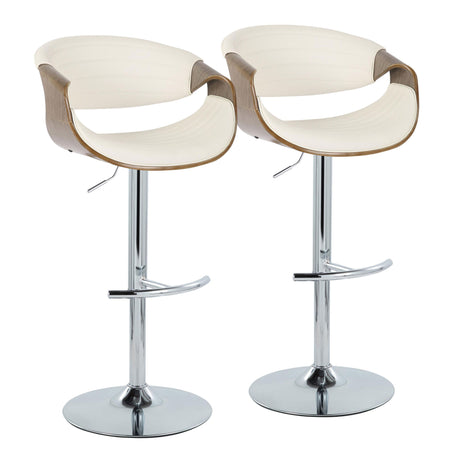 Symphony - Mid Century Modern Adjustable Barstool With Swivel & Rounded T Footrest (Set of 2)