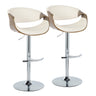 Symphony - Mid Century Modern Adjustable Barstool With Swivel & Rounded T Footrest (Set of 2)