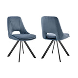 Lexi - Dining Room Accent Chair (Set of 4) - Blue Velvet / Black