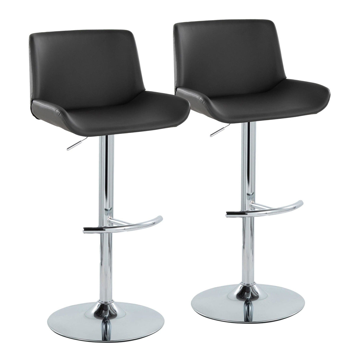 Santi - Upholstered Adjustable Barstool With Swivel And Rounded T Footrest (Set of 2) - Chrome Metal