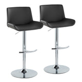Santi - Upholstered Adjustable Barstool With Swivel And Rounded T Footrest (Set of 2) - Chrome Metal
