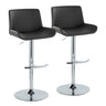 Santi - Upholstered Adjustable Barstool With Swivel And Rounded T Footrest (Set of 2) - Chrome Metal
