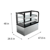 48 in. Refrigerated Bakery Display Case, Stainless Steel Frame, Curved Glass Front, 13 cu. ft. CDHF-14C.