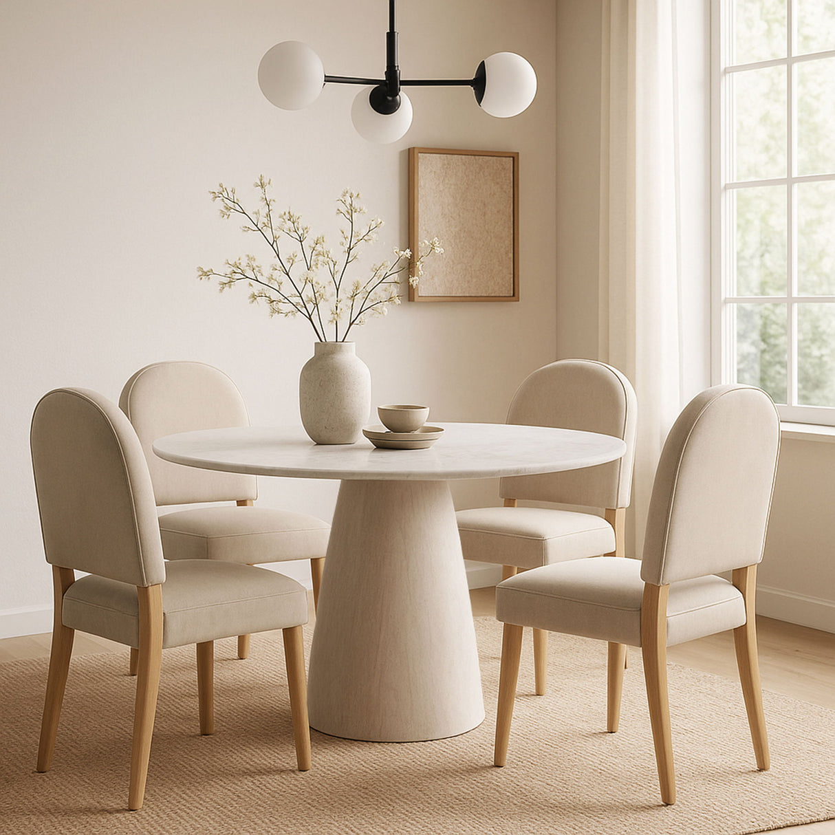 Liona - 42" Marble And Mango Wood Dining Table