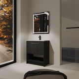 Modern Bathroom Vanity With Ceramic Sink, Freestanding Cabinet, Soft Closing Doors
