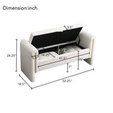 Modern Teddy Upholstered Large Bed End Bench With Arms And Storage