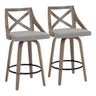 Charlotte - Farmhouse Counter Stool (Set of 2) - Light Gray Wood, Black Footrest