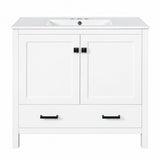 Bathroom Vanity With Sink, Soft Close Doors, Double Shelves & Divided Drawer