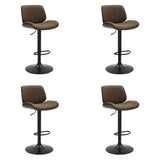Brock - Adjustable Swivel Curved Back Wood Bar Stool With Faux Leather Seat
