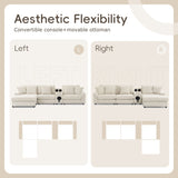 Sectional With Bluetooth Speakers L Shaped Couch With Console USB Charger, Cup Holders Storage Ottoman Deep And Wide Seat Cloud Sofa