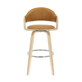 Daxton - Swivel Bar Height Round Back Wood Bar Stool With Faux Leather Seat