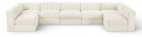 Rummi - Velvet Performance Fabric Upholstered 7 Piece Modular Sectional (With 2 Corner Chairs)