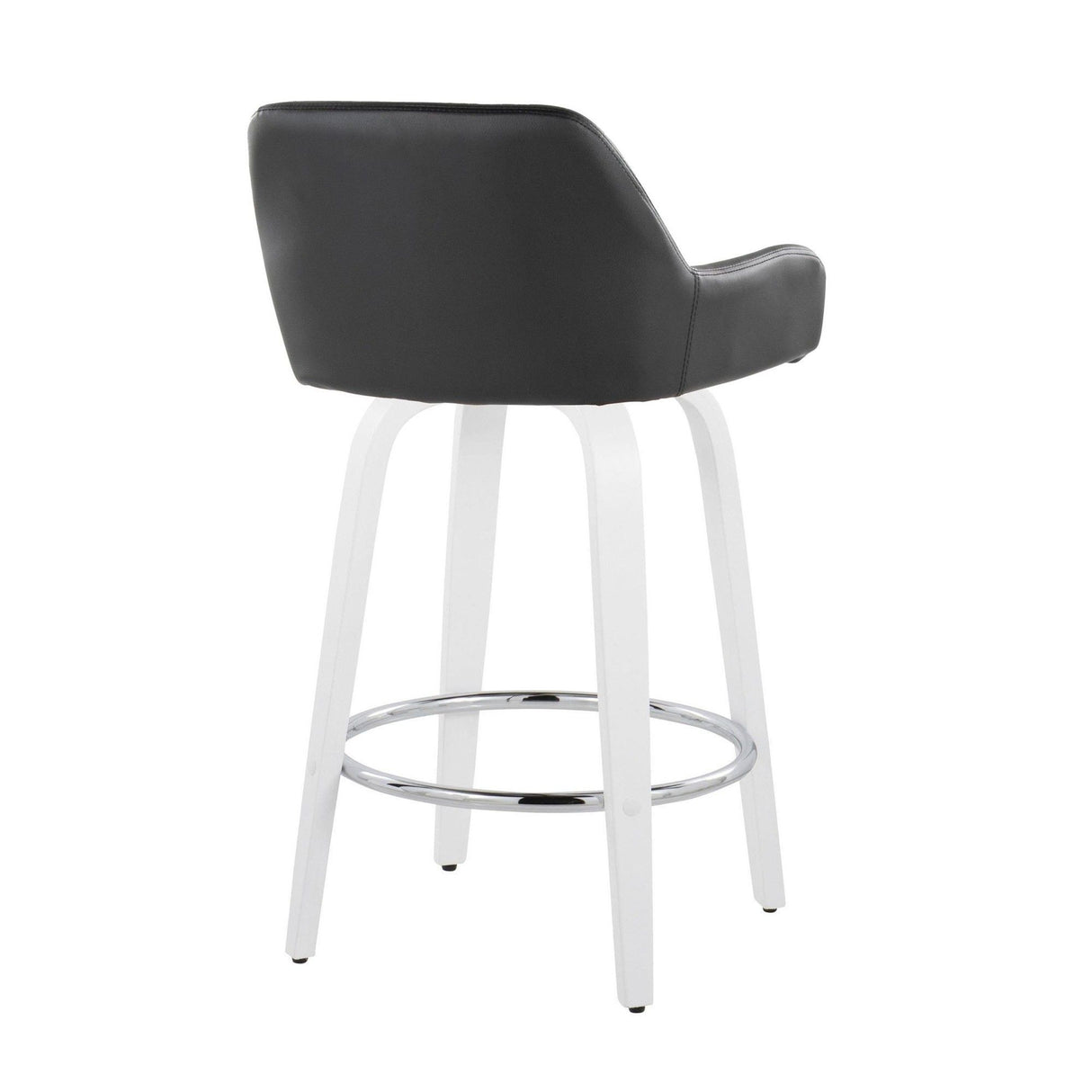 Cinch - Contemporary Fixed-Height Swivel Counter Stool (Set of 2) - White Wood And Round Footrest