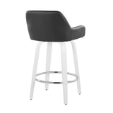 Cinch - Contemporary Fixed-Height Swivel Counter Stool (Set of 2) - White Wood And Round Footrest