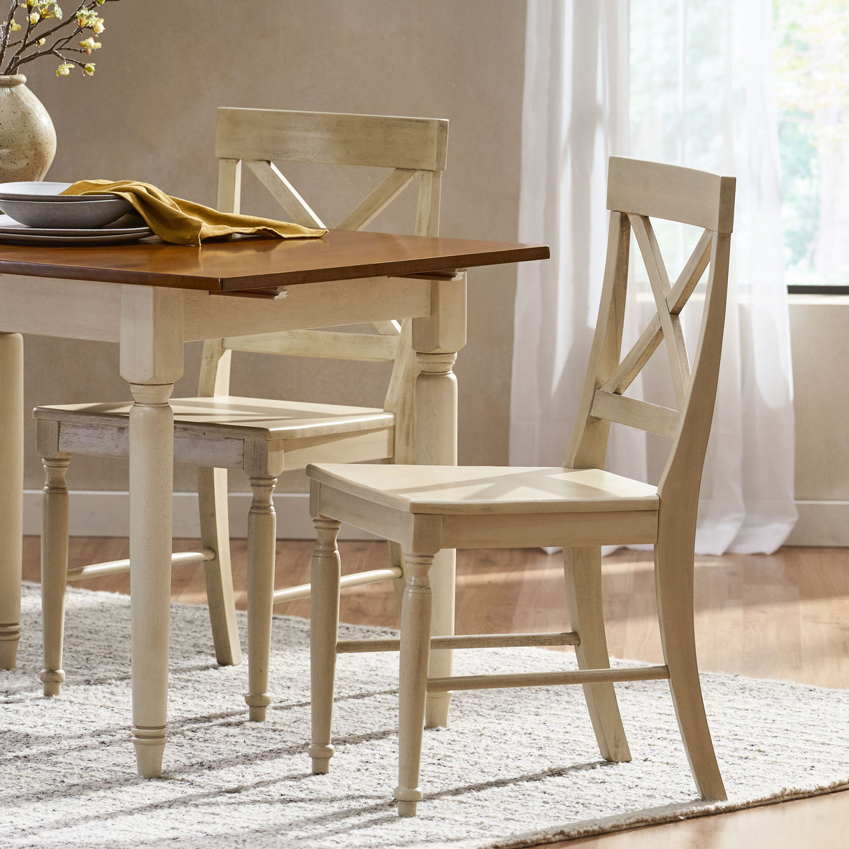 Dining Chair With X Shaped Back (Set of 2)