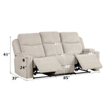 Galya - 3 Piece Living Room Set Sofa Loveseat Chair - Light Gray