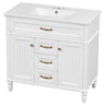 Bathroom Vanity With Sink, Flip-Out Top Drawer, Soft Close Doors, 2 Storage Drawers