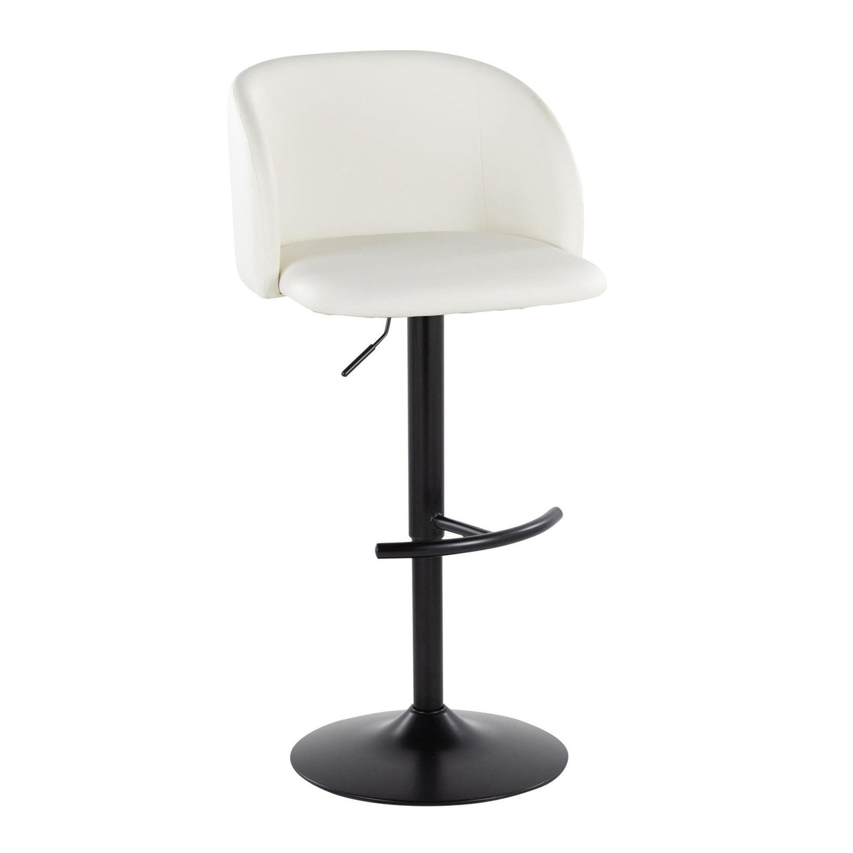 Fran - Adjustable Barstool (Set of 2) - Black Metal, White Faux Leather