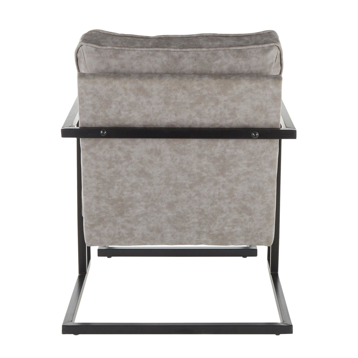 Roman - Lounge Chair And Ottoman - Black Metal And Gray Faux Leather