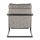 Roman - Lounge Chair And Ottoman - Black Metal And Gray Faux Leather