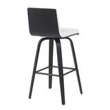 Vienna - Modern Swivel Bar Height Stool - Black Brushed Wood Frame