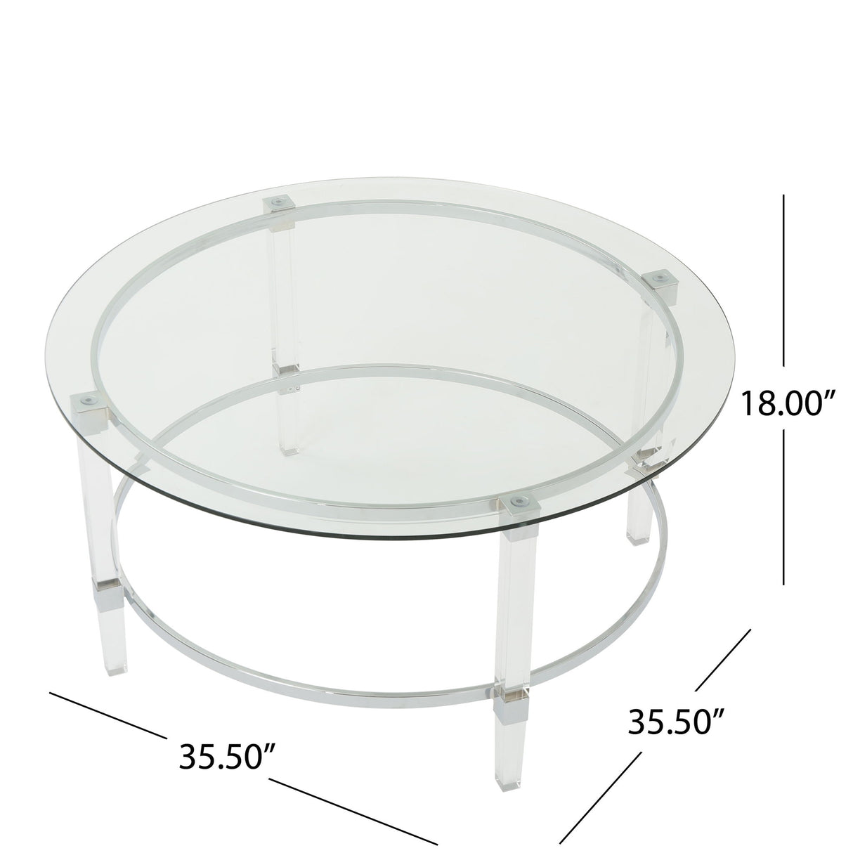 Tempered Glass Round Coffee Table With Four Legs - Clear