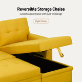 Lucca - Linen Reversible Sleeper Sectional Sofa With Storage Chaise