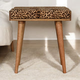 Leopard Tray Style Footstool - Brown Oak