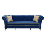 3 Seater Sofa With Rolled Arms, Vertical Channel Tufted Backrest