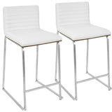 Mara - Contemporary Counter Stool (Set of 2) - Brushed Steel Frame