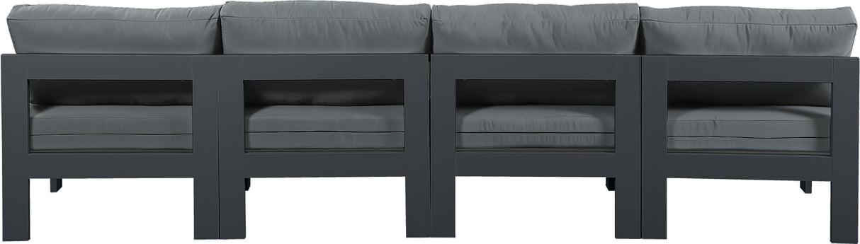 Nizuc - Outdoor Patio 4 Seat Armless Modular Sofa With Gray Frame
