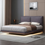 Upholstered Platform Bed With Sensor Light And 2 Large Backrests, With 2 Sets Of USB Port And Socket On Each Rear Bed Leg