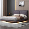 Upholstered Platform Bed With Sensor Light And 2 Large Backrests, With 2 Sets Of USB Port And Socket On Each Rear Bed Leg