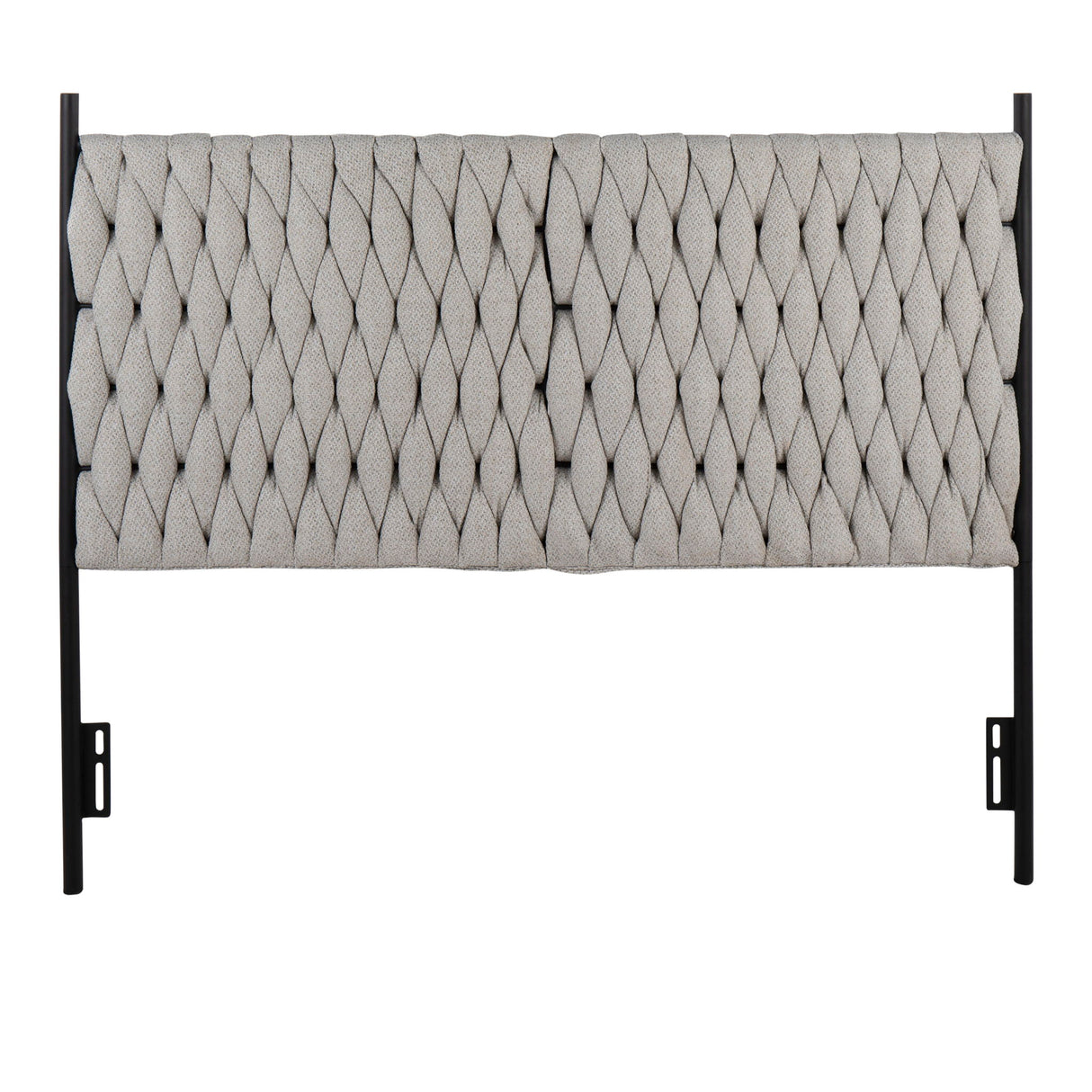 Matisse - Braided Queen Size Headboard - Black Metal And Cream Fabric