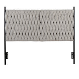 Matisse - Braided Queen Size Headboard - Black Metal And Cream Fabric