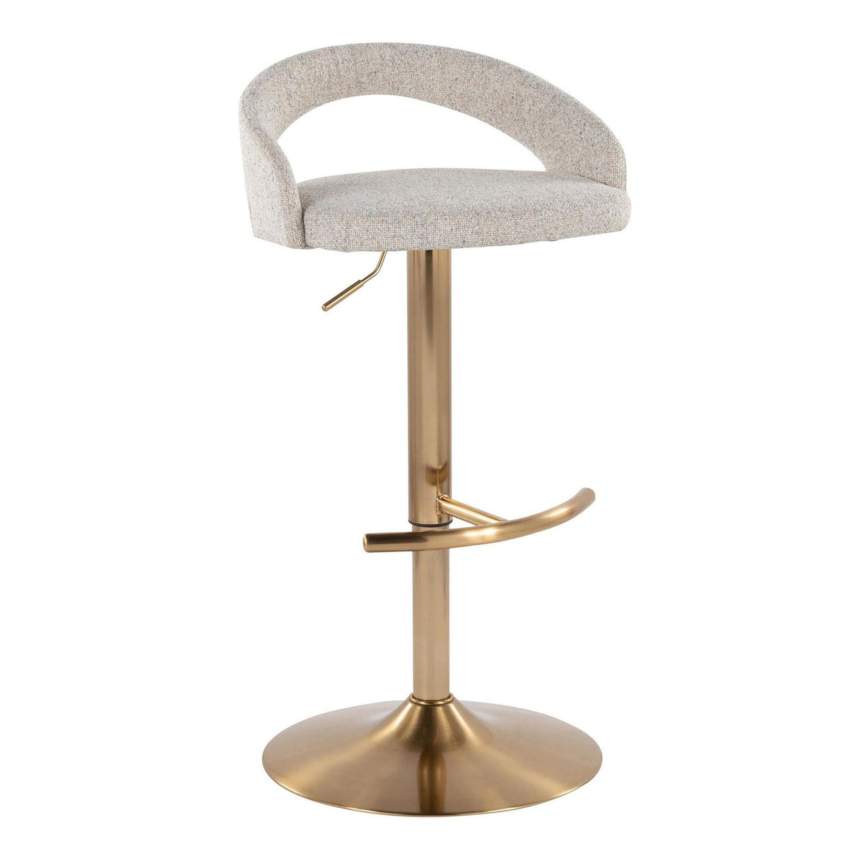 Grotto - Upholstered Adjustable Barstool - Gold Metal Base
