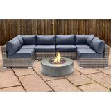 Outdoor 7 Piece Sectional Seating Group With Cushions And Fire Pit - Gray / Navy