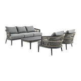 Zella - 4 Piece Outdoor Patio Conversation Set - Light Gray