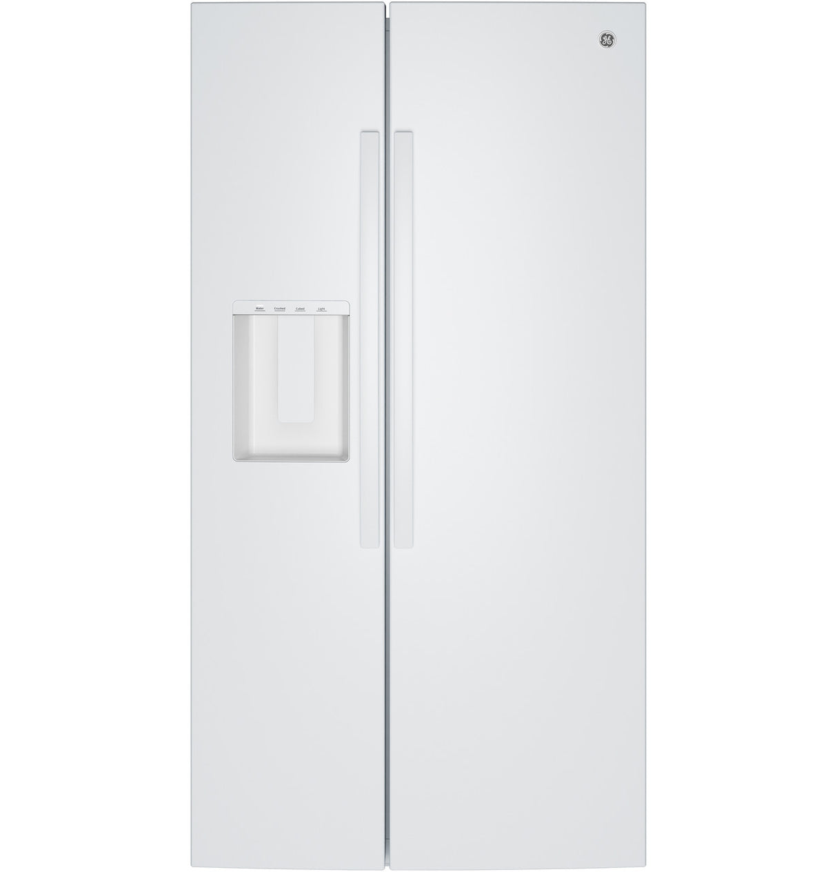 GE GSE28NGYWW 27.9 cu. ft. side-by-side refrigerator in White, front view