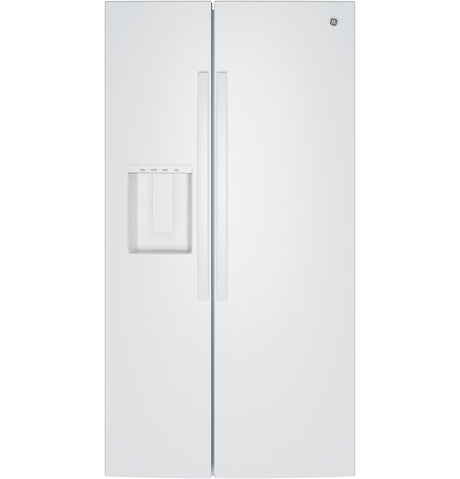 GE GSE28NGYWW 27.9 cu. ft. side-by-side refrigerator in White, front view