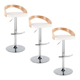Grotto - Adjustable Barstool - Chrome Metal, Zebra Wood