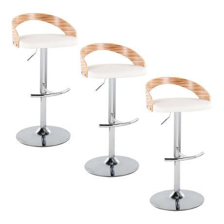 Grotto - Adjustable Barstool - Chrome Metal, Zebra Wood